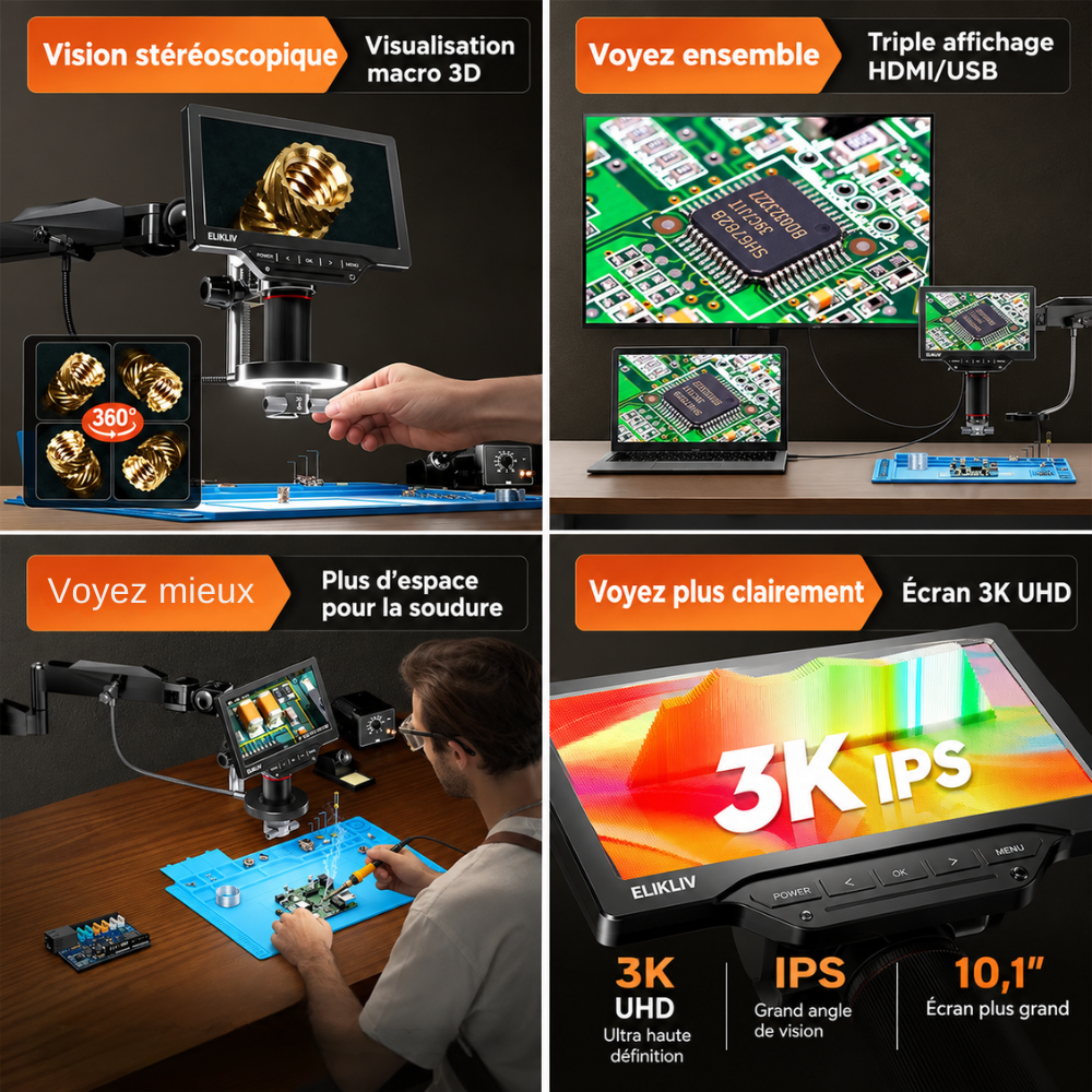 Microscope Numérique 3D & Bras Flexible